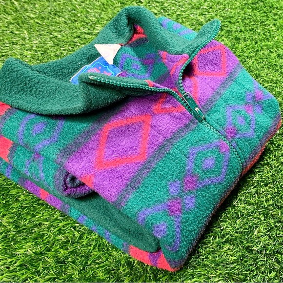 Vintage abstract Aztec design quarter zip fleece - Picture 4 of 4